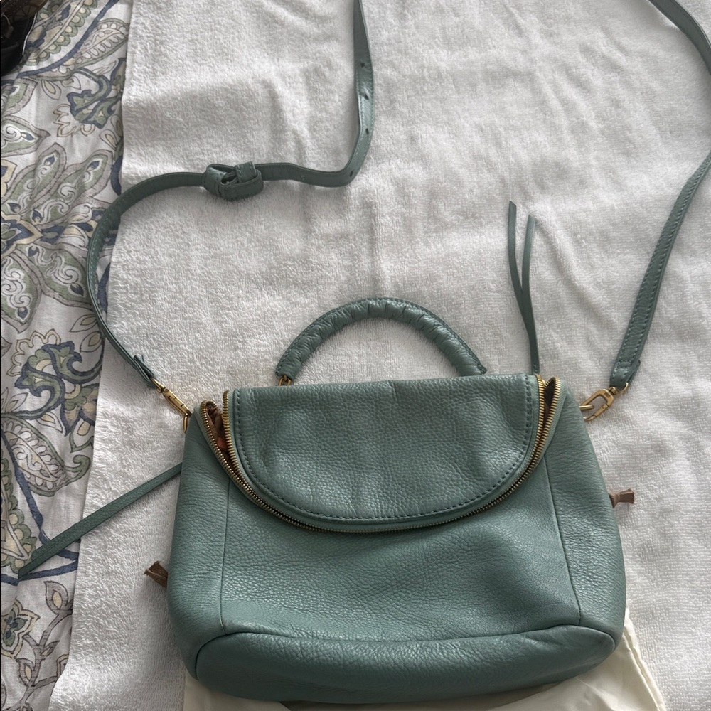 Hobo Fern Crossbody Satchel Pale Green Pebbled Leather Handbag